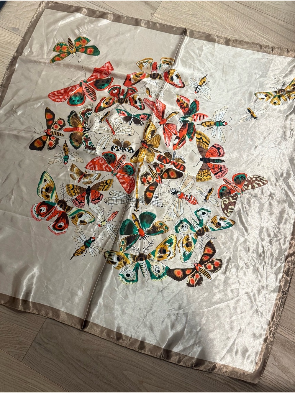 🦋 M.O.S. Vintage Silk Butterfly & Insect Scarf 🦋